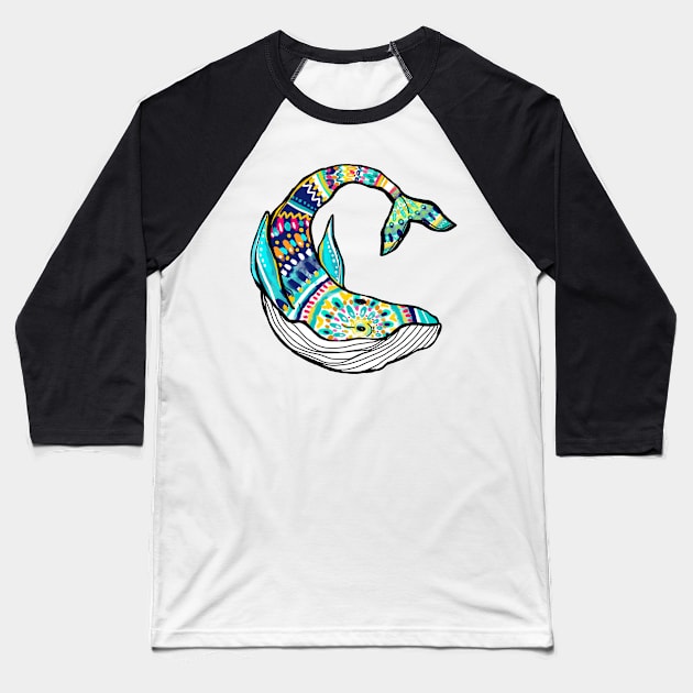 Colorful Whale Baseball T-Shirt by aterkaderk